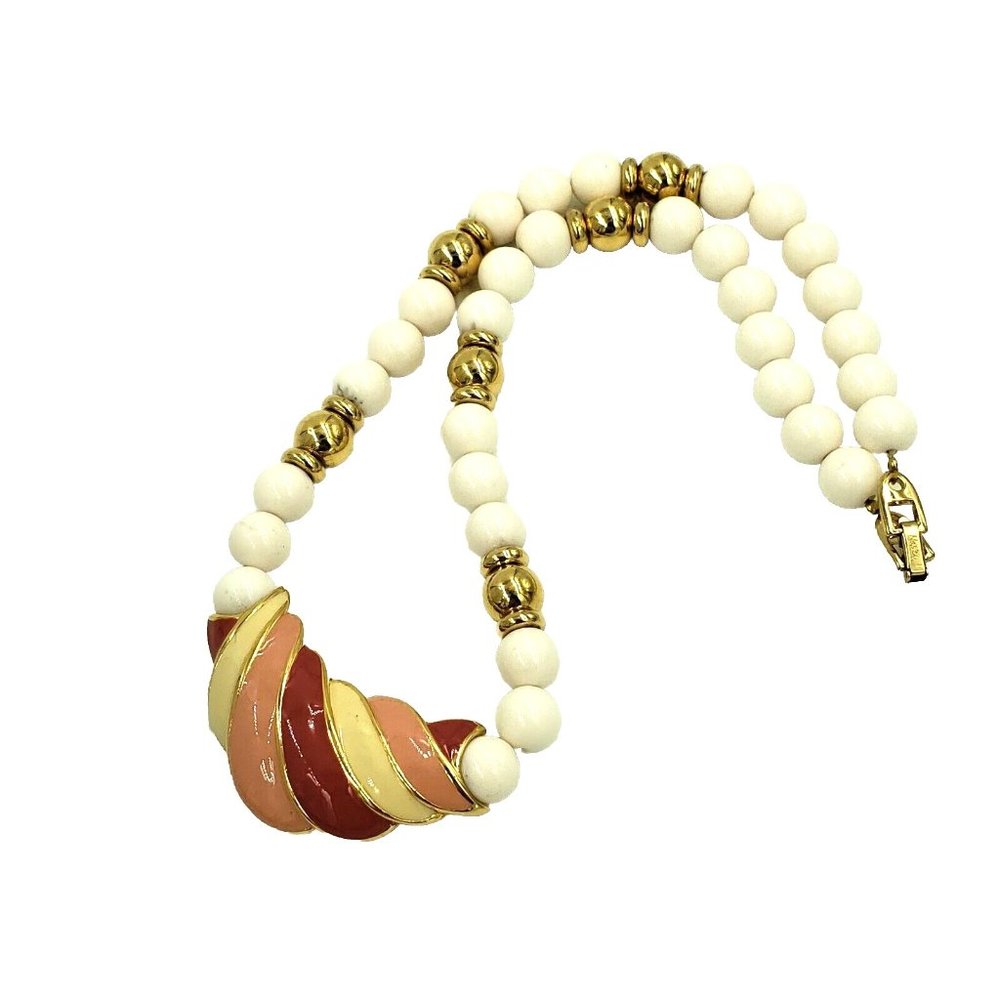 Vintage NAPIER Pink Enamel Pendant Necklace